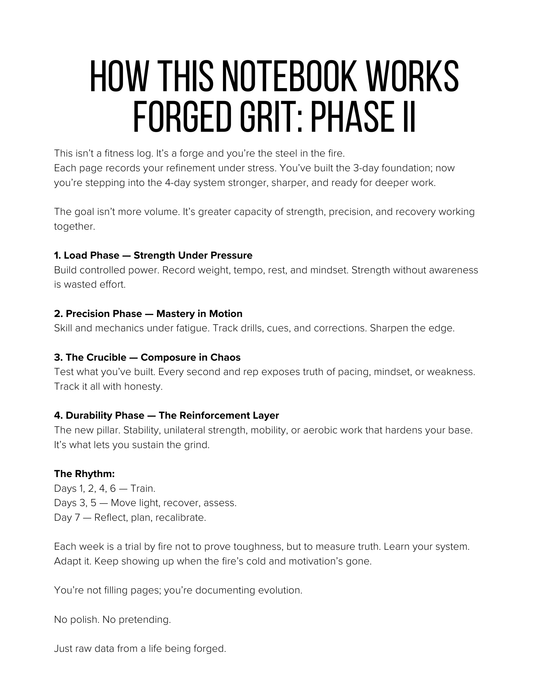 Forged Foundations: 3-Day Beginner Training Journal